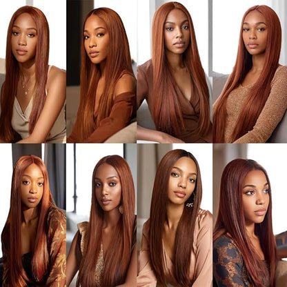 Red Brown Straight Bundles Color 33 Straight Bundles 8a Grade Brazilian Human Hair Wet and Wavy Soft Silky for Black Women 8 10 12 Inch