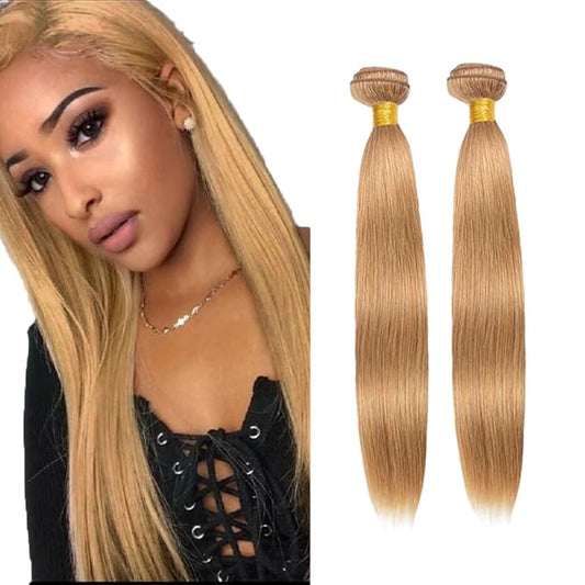 #27 Blonde Bundles Human Hair Straight Bundles 32 34 Inch Unprocessed Brazilian Virgin Hair Weave 2 Bundle Honey Blonde Human Hair Extensions