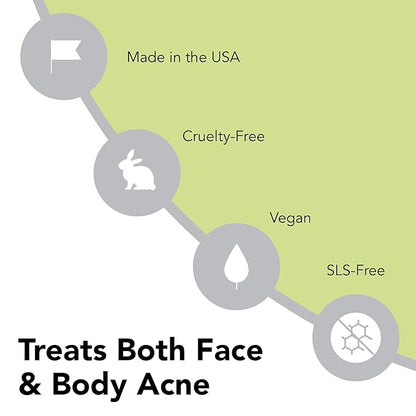 humane Benzoyl Peroxide Acne Face Wash - 5% Regular-Strength Acne Treatment for Face, Skin, Back and Body - 8 Fl Oz - Dermatologist-Tested Non-Foaming Cleanser - Vegan, Cruelty-Free