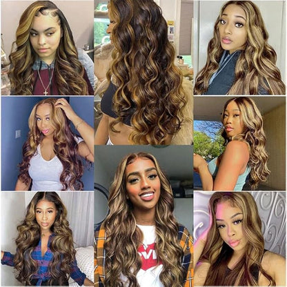 Highlight Blonde Bundles Human Hair P1B/27 Body Wave Bundle 18 18 18 Inch Niegmeag Peruvian Virgin Remy Hair Extensions 2 Tone Black and Blonde Bundles