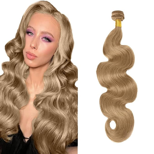 #22 Blonde Bundles Human Hair Body Wave Bundles 24 Inch Human Hair Weave 1 Bundle Unprocessed Brazilian Virgin Hair Ash Blonde Body Wave Human Hair Extensions 50 Grams/Bundle