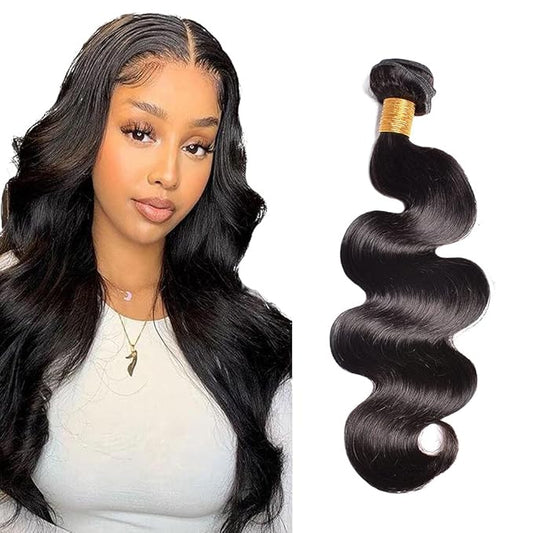 #1B Human Hair Bundles Body Wave Bundles 24 Inch Unprocessed Brazilian Virgin Hair Weave 1 Bundle 50 Grams Per Bundle Natural Color Bundle Human Hair Extensions