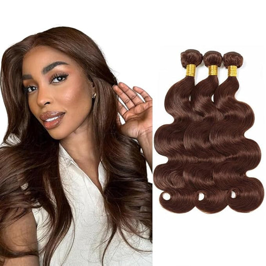 Chocolate Bundles Human Hair Color 4 Body Wave Bundle Brown Human Hair 3 Bundles 24 26 28 Inch Niegmeag Peruvian Virgin Remy Hair Extensions 300g