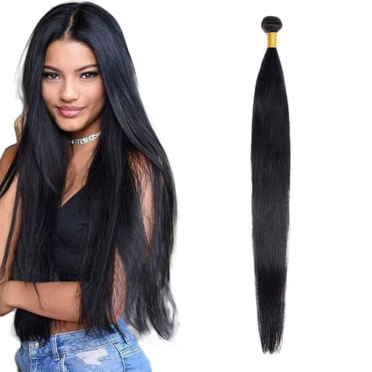 #1B Human Hair Bundles Straight Bundles 18 Inch Unprocessed Brazilian Virgin Hair Weave 1 Bundle 50 Grams Per Bundle Natural Color Bundle Human Hair Extensions