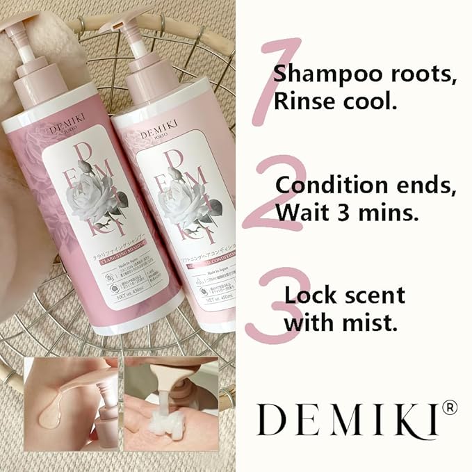 Japanese Shampoo and Conditioner Set for Women, Shampoo and Conditioner Set for Oily Hair, Sulfate Free, Rose Scent, Anti Dandruff, Clarifying, Moisturizing, Hydrolyzed Keratin Hair Care, 32oz