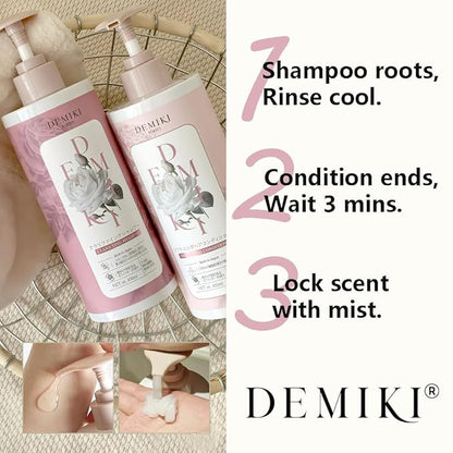 Japanese Shampoo and Conditioner Set for Women, Shampoo and Conditioner Set for Oily Hair, Sulfate Free, Rose Scent, Anti Dandruff, Clarifying, Moisturizing, Hydrolyzed Keratin Hair Care, 32oz