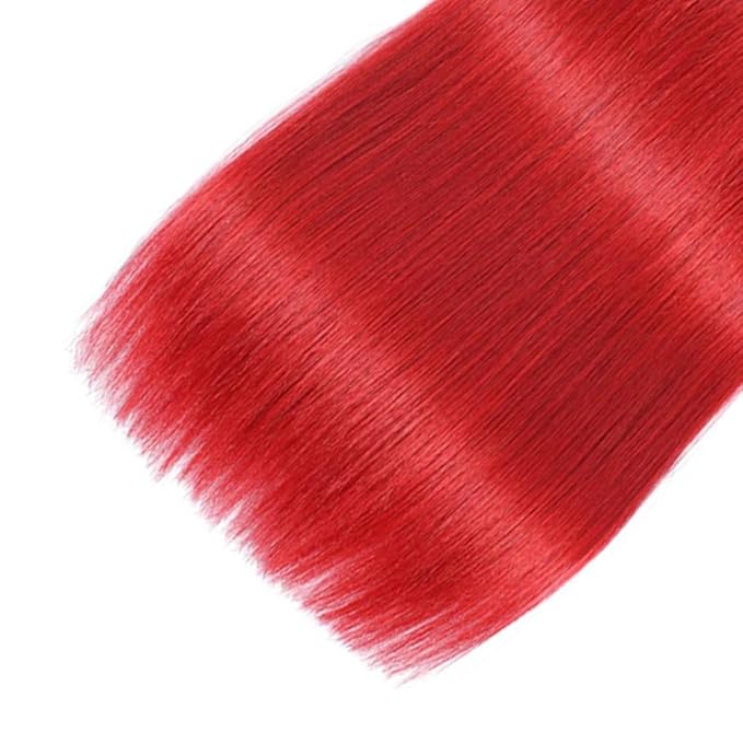 Ombre Human Hair Bundles 1B/Red Straight Human Hair Bundles 20 22 24 inch Double Weft Brazilian Virgin Remy Hair Extensions Soft and Silky For Women