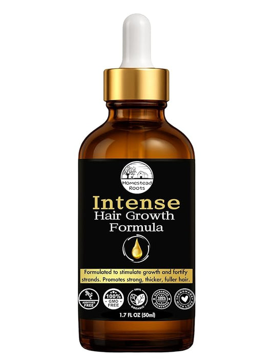 Intense Hair Growth Oil - Organic - Blend of 17 Oils (Batana, Castor & Rosemary) – Supports Thicker, Fuller Hair (1.7 oz)