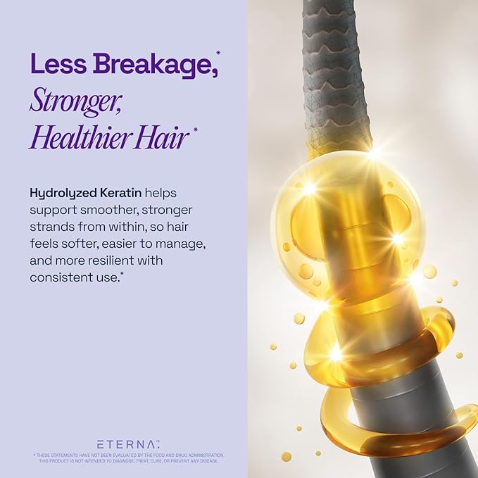 ETERNA RADIANT Healthy Hair Growth Supplement - Biotin Collagen Keratin Hyaluronic Acid & Antioxidants - Supports Thicker Fuller Stronger Hair for Women & Men - Advanced 10-in-1 Formula-1 Month Supply