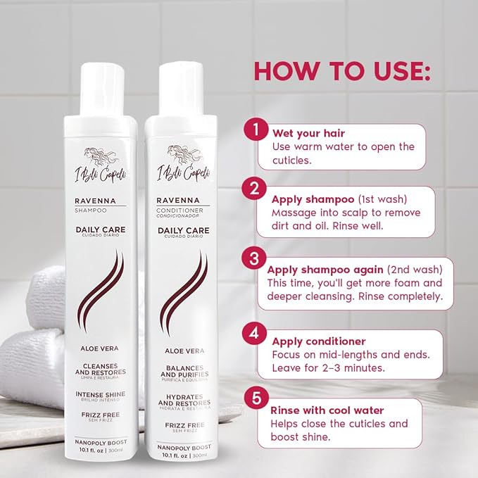 Ravenna Aloe Vera Shampoo & Conditioner Set – Sulfate & Paraben-Free, Deep Moisture, Breakage Reduction for Dry, Damaged & All Hair Types, 2×300ml (10.1 fl oz each)