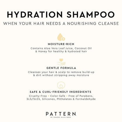 PATTERN Beauty by Tracee Ellis Ross Hydration Shampoo w Honey, Aloe Vera, Biotin and Tea Tree Leaf Oil for Curly Hair 3a-4c, 9.8 fl oz