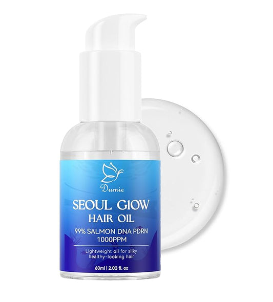 Salmon DNA PDRN Hair Oil, Deep Repair for Dry, Damaged Hair, Heat Protectant for Frizz Control, Smoothness & Shine, Lightweight Argan, Jojoba & Squalane Oil, Fragrance-Free,2.03 fl.oz