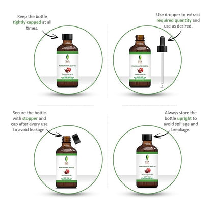SVA Pomegranate Seed Organic - 4 Fl Oz – 100% Natural Cold Pressed Organic Pomegranate Oil - for Face, Skin Care, Hair Care, Scalp Massage & Body Massage – Carrier Oil with Dropper