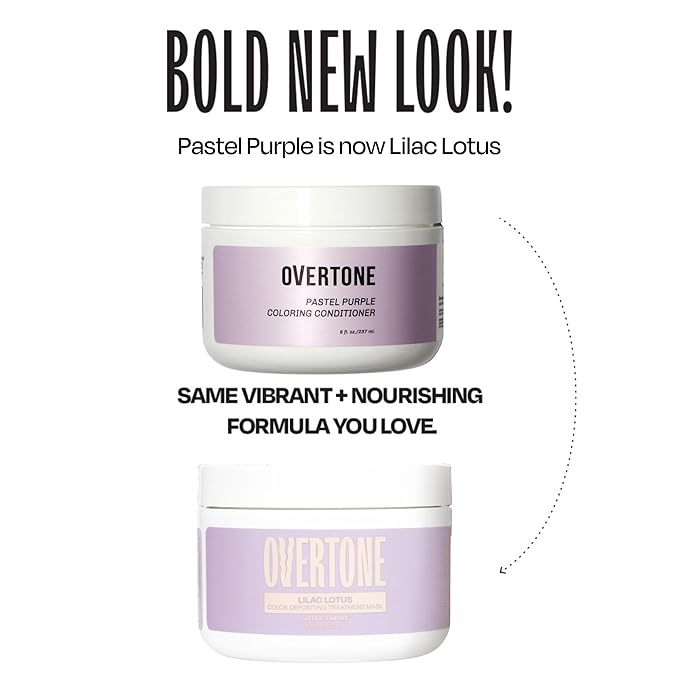 Overtone Color Depositing Semi-Permanent Hair Dye Conditioner - 8 oz For Natural & Color-Treated Hair, Moisturizing Shea Butter & Coconut Oil - Vegan & Cruelty-Free, Pastel Purple is now Lilac Lotus