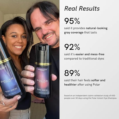 Polar Haircare - Hair Dye Shampoo for Gray Hair for Women & Men (Light Brown) Natural Hair Dye Kit - Semi Permanent Hair Dye Shampoo - Vegan Hair Dye USA 6.76 Fl Oz