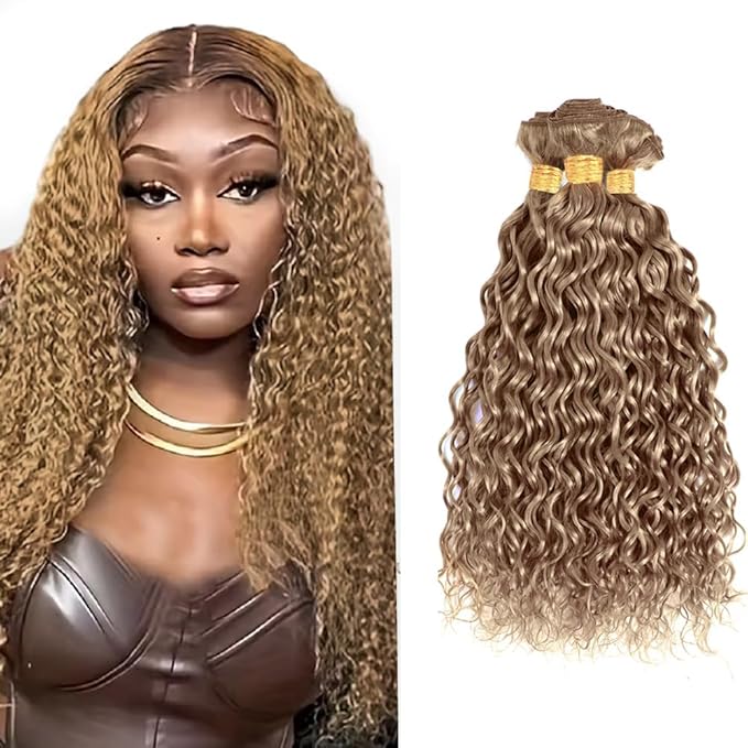 Ash Blonde Bundles Human Hair Color #22 Water Wave Bundles 12 14 16 Inch Niegmeag Peruvian Virgin Hair Extensions Blonde Wet and Wavy Bundle