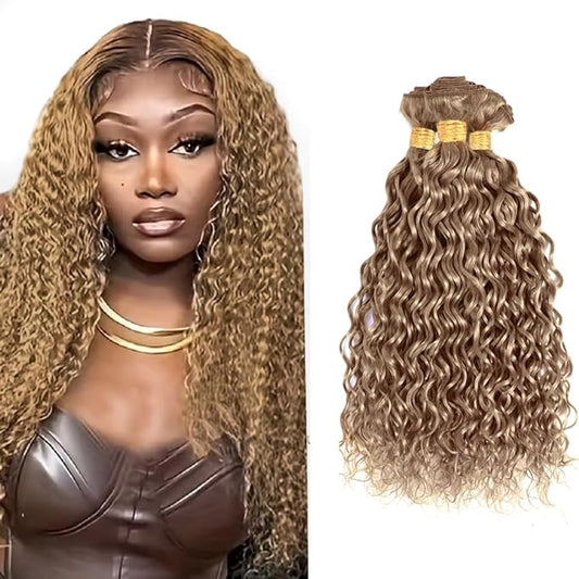 Ash Blonde Bundles Human Hair Color #22 Water Wave Bundles 12 14 16 Inch Niegmeag Peruvian Virgin Hair Extensions Blonde Wet and Wavy Bundle