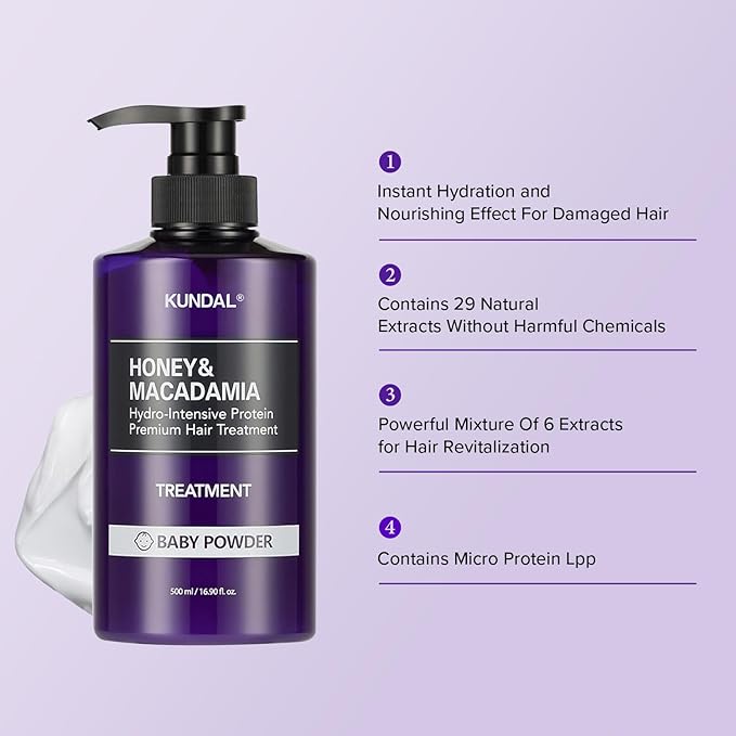 KUNDAL Honey&Macadamia Hydro-Intensive Protein Premium Nature Hair Treatment(English Rose) 500ml