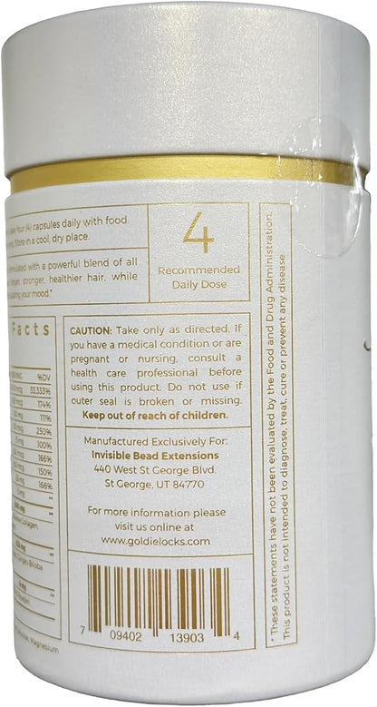 Goldie Locks Hair Growth Supplements Original Formula - Promotes Stronger & Healthier Hair - Vitamins That Enhance Hair, Skin, and Nails, 120 Count