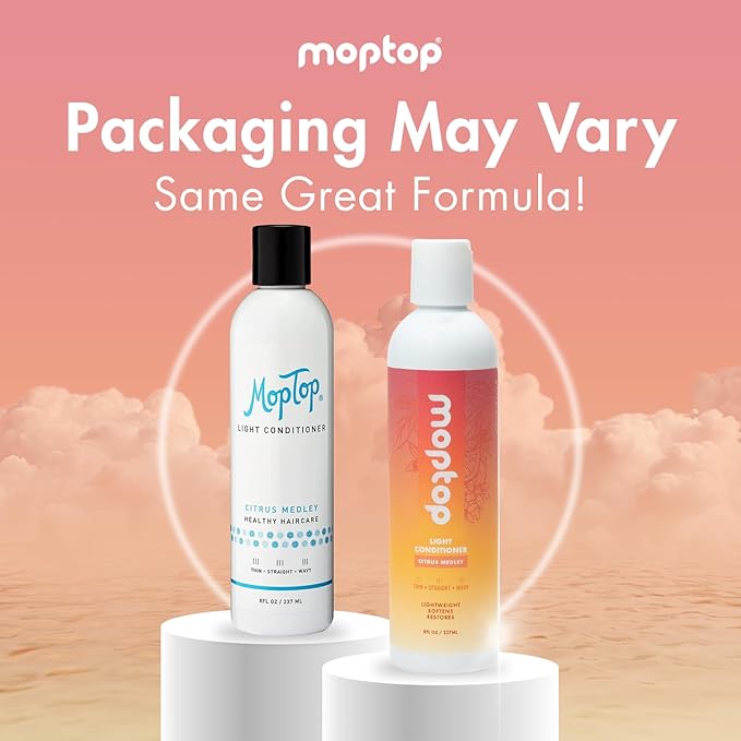 MopTop Light Conditioner – Lightweight Hair Moisturizer to Enhance Moisture & Reduce Frizz, Sulfate & Paraben Free Hair Care for All Hair Types – Thin, Straight, Wavy, Curly (Citrus Medley, 8oz)