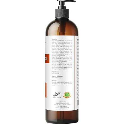 velona Safflower Oil 8 fl oz | 100% Pure and Natural Carrier Oil | Refined, Expeller Pressed | Cooking, Skin, Hair, Body & Face Moisturizing | Use Today - Enjoy Results