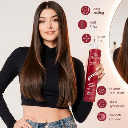 Ravenna Professional Keratin Hair B-tox -Cirugia Capilar para el Cabello, Smoothing, B-tox Hair Treatment, Celulas Madres Para el Cabello-Straightener System 3x1L 105.8oz
