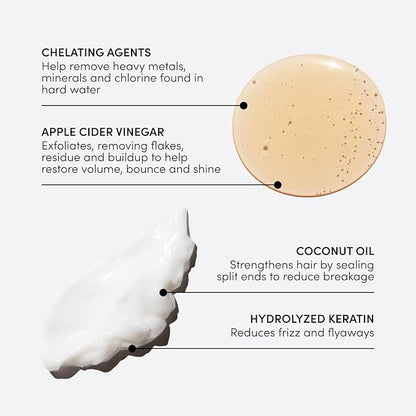 OUAI Detox Shampoo & Medium Hair Conditioner Bundle - Clarifying Shampoo for Build Up, Dirt, Oil, Product and Hard Water & Hydrating Conditioner for Medium Hair (2 Count)