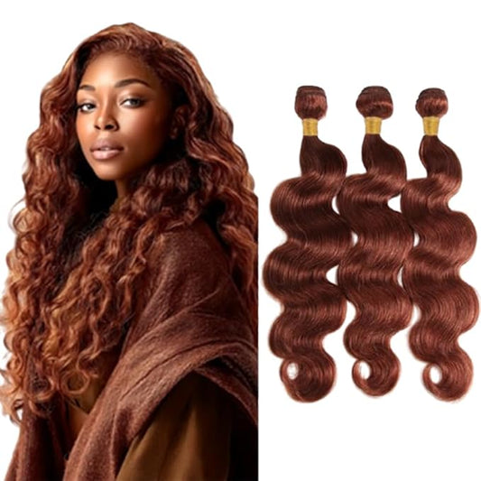 Red Brown Bundles Human Hair Body Wave Bundles Color 33 Body Wave 8a Grade Brazilian Human Hair Soft and Silky for Black Women 22 24 26 Inch