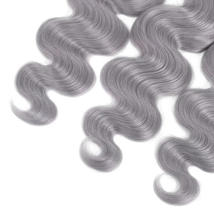 26 28 30 Inch Grey Body Wave Bundles Human Hair Light Grey Bundles Silver Human Hair Bundle Double Weft Virgin Remy Pure Grey Body Wave Bundle