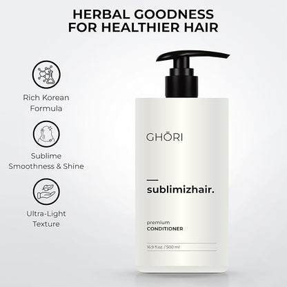 Sublimizhair Herbal Premium Conditioner for Silky Smooth Hair | Detangles, Strengthens Damaged Strands | Deep Hydration & Frizz Control, Nourishing Conditioner | Sulphate-Free, 500ml/16.9 fl oz