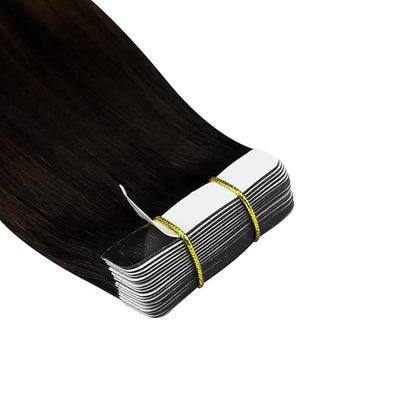 YoungSee Tape in Hair Extensions Real Human Hair Brown Tape Hair Extensions Balayage Dark Brown with Medium Brown Tapein Hair Extensions Real Human Hair Long Hair Extensions 24In 20pcs 50g