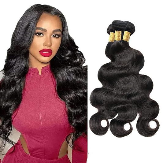 Color #1B Bundles Human Hair Natural Color Body Wave Bundle Brazilian Grade 8A Virgin Hair 3 Bundles 20 22 24 Inch Double Weft Real Natural Black Body Wave Hair Weave 300g