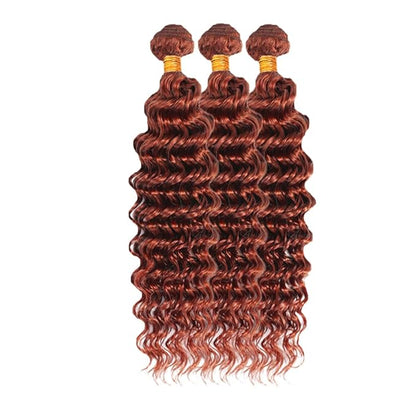28 28 28 Inch Copper Red Human Hair Bundles Auburn Deep Wave Bundles Huxowax Virgin Soft And Silky Remy Hair Extensions Color 33 Deep Wave Bundle 300g