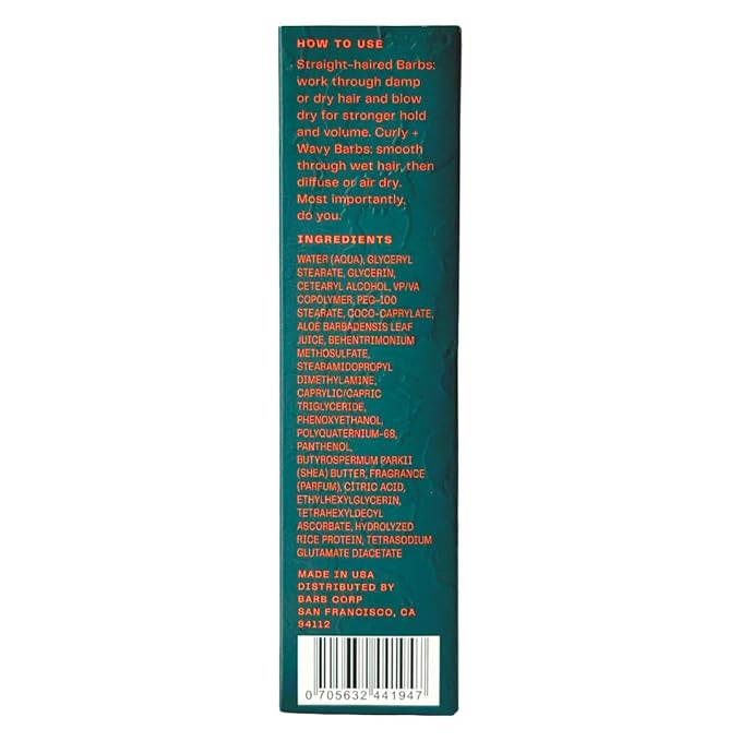 Barb Styling Cream for Women and Men - Soft Hold Hair Styling Cream for Frizz Control and Curl Definition - Lightweight, Natural Finish - Original Scent - 3 fl oz
