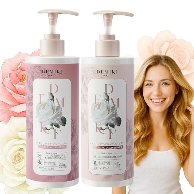 Japanese Shampoo and Conditioner Set for Women, Shampoo and Conditioner Set for Oily Hair, Sulfate Free, Rose Scent, Anti Dandruff, Clarifying, Moisturizing, Hydrolyzed Keratin Hair Care, 32oz
