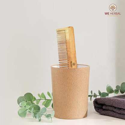 Neem Wooden Dual Tooth Lily Comb – Hairfall & Dandruff Control, Hair Straightening & Frizz Control, Natural Comb for Healthy Hair