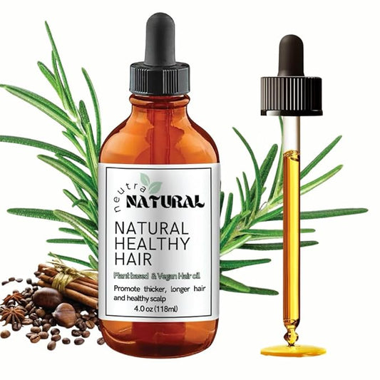 4Oz Plant Based Hair Oil. Neutral Natural Vegan Hair Oil, Tik Tok, Castor oil, Rosemary, Coffee, Cloves, Botanic Oil, Thicker Hair, Hair Growth,Veganic Clean Formula.