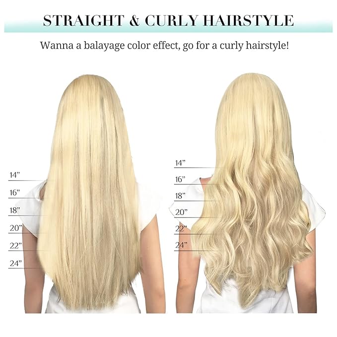 DOORES Hair Extensions Clip in Human Hair - Ash Brown to Platinum Blonde, 24 Inch, 9pcs 150g, Thick Straight Natural Real Hair
