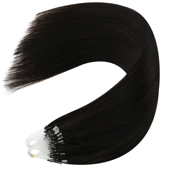 YoungSee Micro Hair Extensions Human Hair Dark Brown Microlink Hair Extensions Dark Brown 18 Inch Cold Fusion Hair Extension Straight 50s 50g