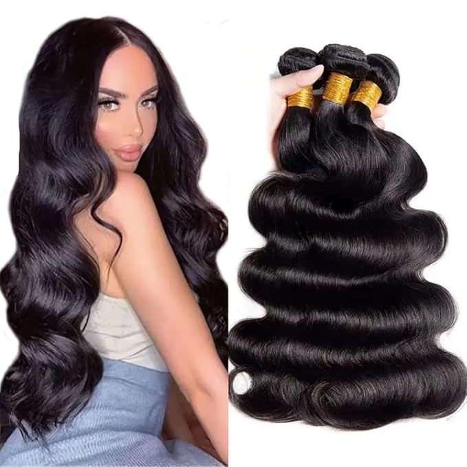 Body Wave Bundles Human Hair Silky Soft Natural Black Human Hair Bundles Soft And Healthy 14 14 14 Inch Double Weft Unprocessed Brazilian Remy Hair Extensions Deals