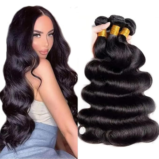 Body Wave Bundles Human Hair Silky Soft Natural Black Human Hair Bundles Soft And Healthy 14 14 14 Inch Double Weft Unprocessed Brazilian Remy Hair Extensions Deals