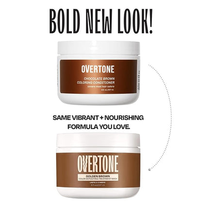 Overtone Color Depositing Semi-Permanent Hair Dye Conditioner - 8 oz For Natural & Color-Treated Hair, Moisturizing Shea Butter & Coconut Oil - Vegan & Cruelty-Free, Chocolate Brown