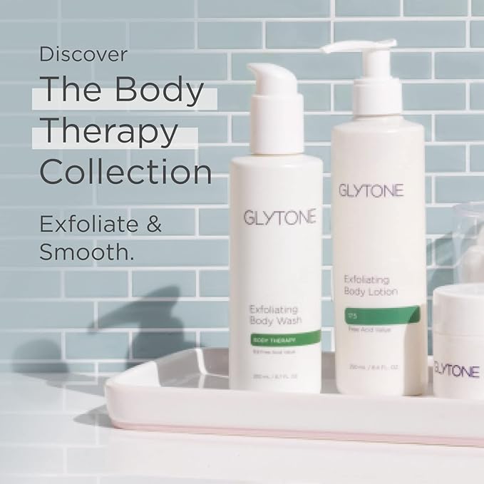 GLYTONE Glycolic Acid Body Wash – Exfoliating & Moisturizing Body Wash for Dry Skin, Reduce Keratosis Pilaris – Fragrance-Free Exfoliator with Glycolic Acid for Rough & Bumpy Skin, 2 Fl Oz