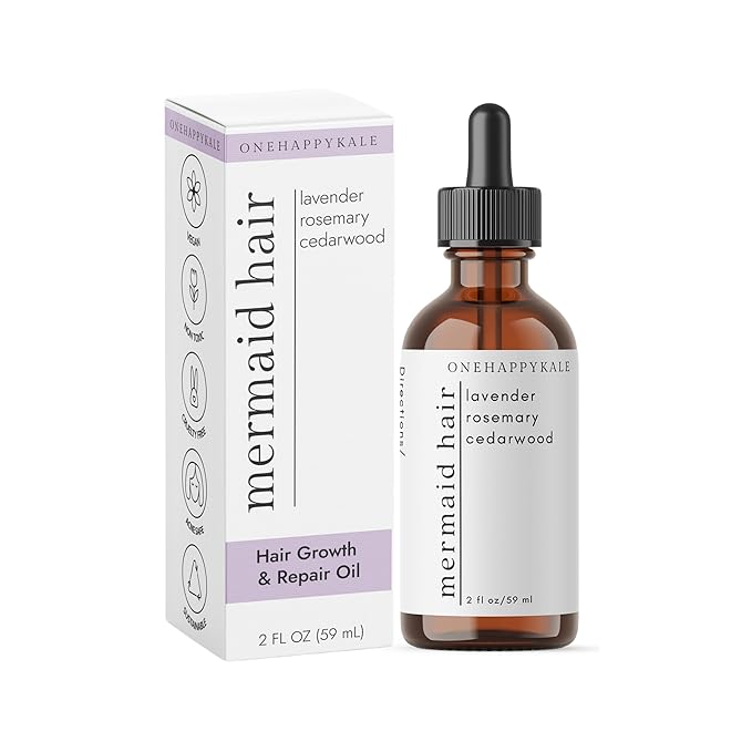 Mermaid Hair Growth & Repair Oil – Scalp Treatment for Thinning Strands, Boosts Regrowth & Restores Strength with Rosemary Oil – Lightweight Nourishing Formula All Hair Type, 2oz