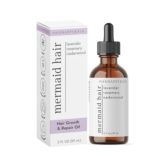 Mermaid Hair Growth & Repair Oil – Scalp Treatment for Thinning Strands, Boosts Regrowth & Restores Strength with Rosemary Oil – Lightweight Nourishing Formula All Hair Type, 2oz