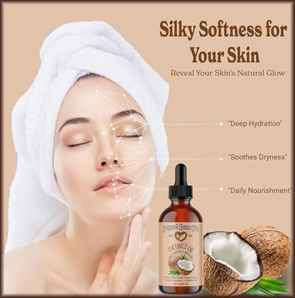 Coconut Oil Fractionated, 1 Gallon, Organic, Cold-Pressed, Carrier Oil, Fast-Absorbing, Deep Skin Care, Hair Health, Natural Born Oils.