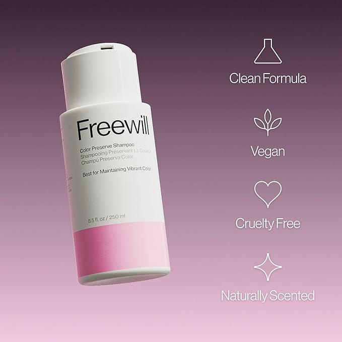 Freewill Color Preserve Shampoo, Gentle, Moisturizing and Nourishing Shampoo for Color-Treated Hair, Fights Color Fade to Help Maintain Vibrancy, 8.5 oz