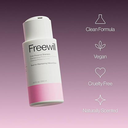 Freewill Color Preserve Shampoo, Gentle, Moisturizing and Nourishing Shampoo for Color-Treated Hair, Fights Color Fade to Help Maintain Vibrancy, 8.5 oz