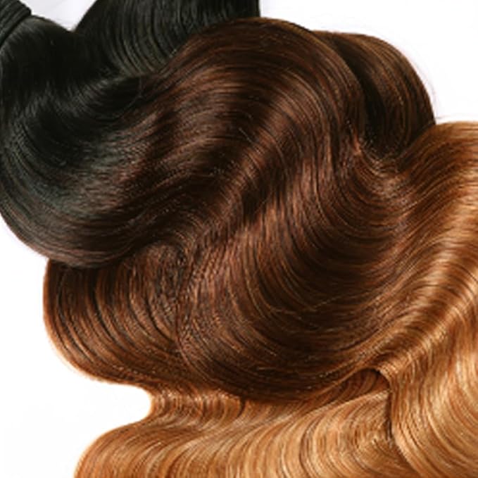 Ombre Body Wave Bundles Blonde Human Hair Bundles 20 22 24 Inch Brazilian 8A Virgin Hair Extensions 3 Tone Brown and Honey Blonde Body Wave Hair Weave