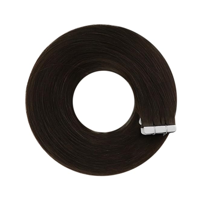 YoungSee Tape in Hair Extensions Real Human Hair Dark Brown Tape Extensions Human Hair Brown 22In Tape in Human Hair Extensions Darkest Brown 20pcs Double Sided Tape on Hair Extensions Human Hair 50g